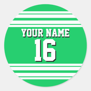 Smarald Green White Team Jersey Name Runder Aufkleber