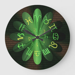 Smarald Green Zodiac Astrologie Symbole Wall Clock Große Wanduhr