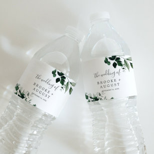Smarald Greenery Wedding Water Flasche Label Wasserflaschenetikett