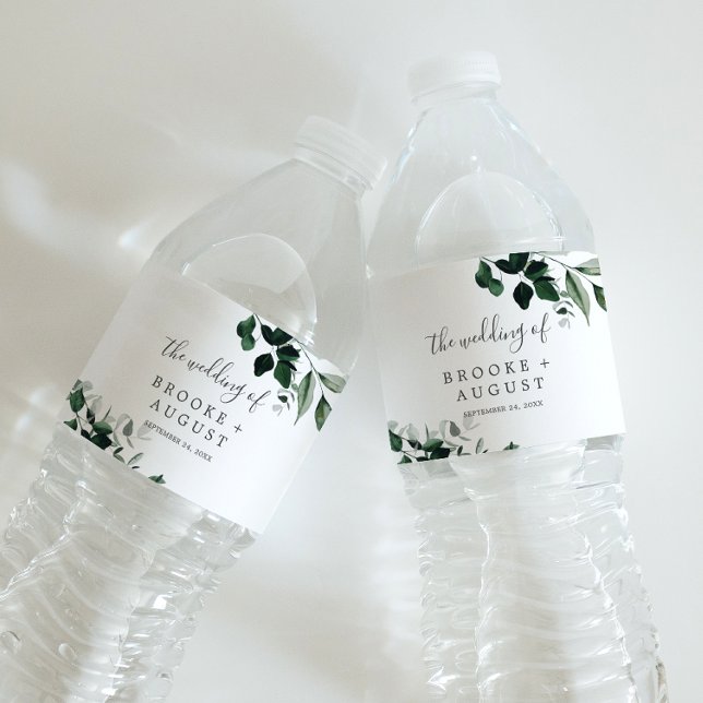 Smarald Greenery Wedding Water Flasche Label Wasserflaschenetikett (Von Creator hochgeladen)