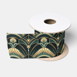 Smarald und Gold 1920er Jahre Art Deco Themed Wide Satinband