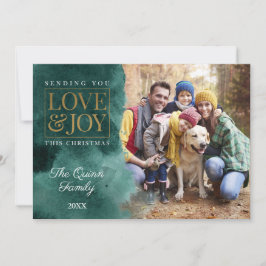 Smarald Watercolor mit Gold Feiertagskarte