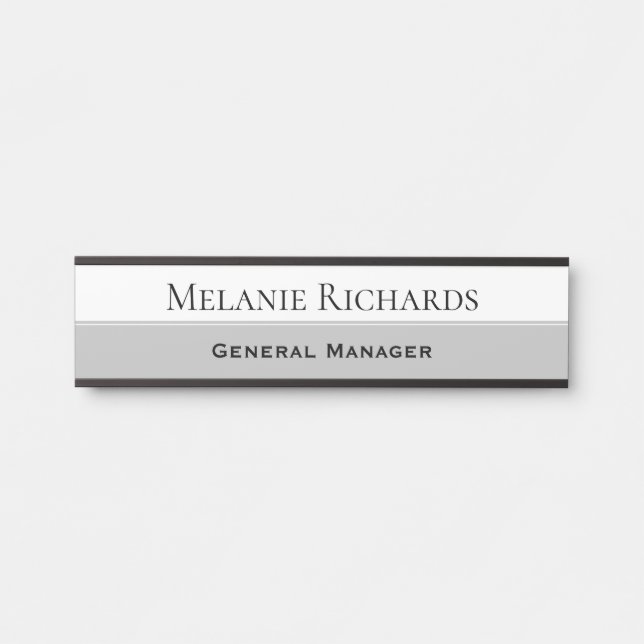 Smart and Stylish Grey and White Personalised Türschild (Vorderseite )