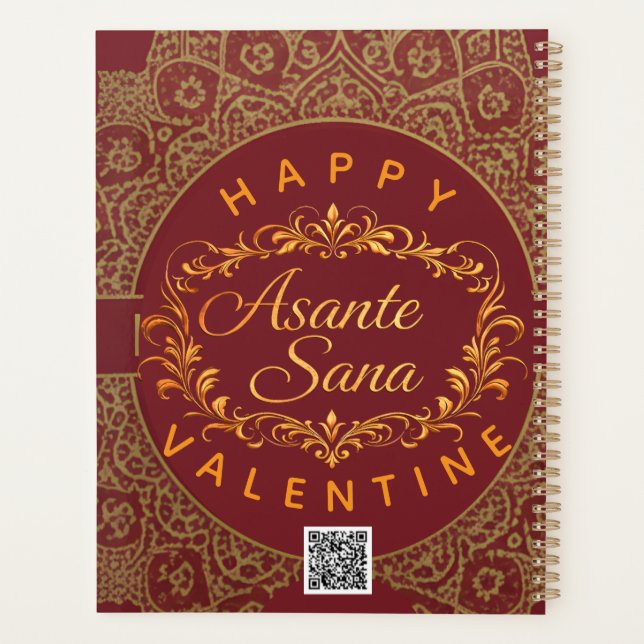 Smart Asante Sana Valentine Gold Art & Custom QR Planer (Rückseite)
