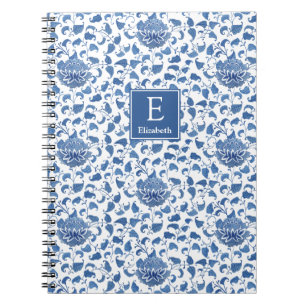 Smart Blau und Weiß Mit Monogramm Chinoiserie Chic Notizblock