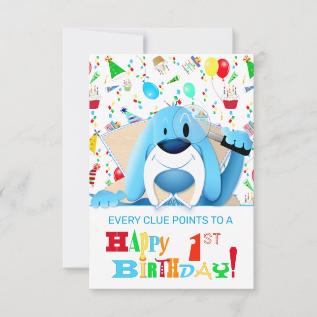 Smart Blue Hound Hund Cartoon Detektiv | PARTY Einladung (Vorderseite)