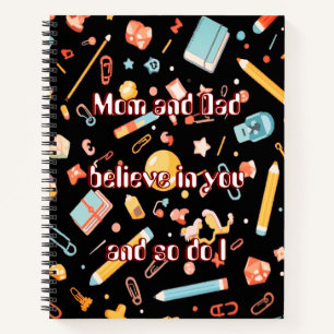 Smart Brain Cartoon Black Notebook für Kinder Notizbuch