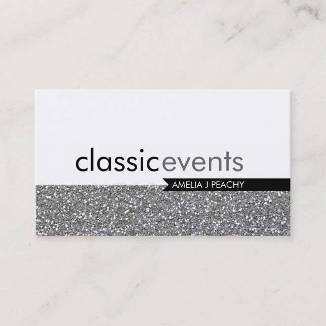 SMART BUSINESS CARD Einfache Glitterwirkung Silber Visitenkarte (Vorderseite)