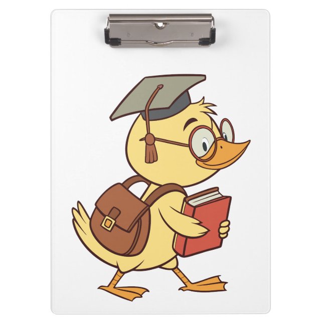 Smart Cartoon Duck Student Abschluss Klemmbrett (Vorderseite)