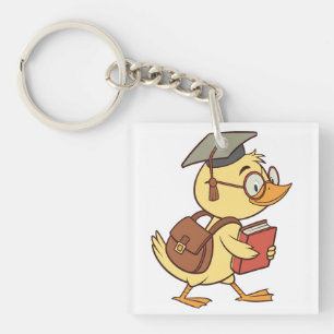 Smart Cartoon Duck Student Abschluss Schlüsselanhänger