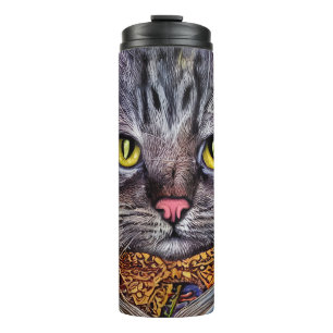 Smart Cat Lesen eines Buches Thermosbecher