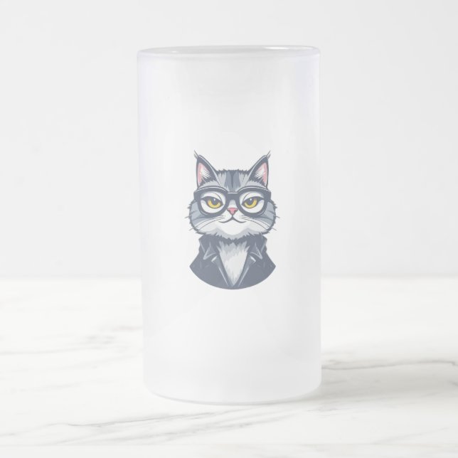 Smart Cat mit Glass Mattiert Glass Tasse (Mittel)