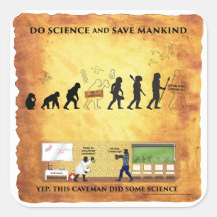Smart Caveman: Wissenschaft betreiben und den Aufk Quadratischer Aufkleber