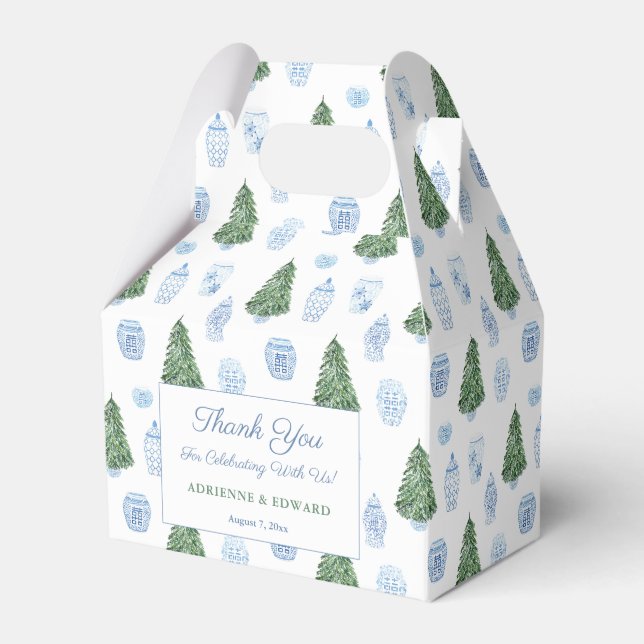 Smart Christmas Tree Blue White Ornaments Hochzeit Geschenkschachtel (Vorderseite)