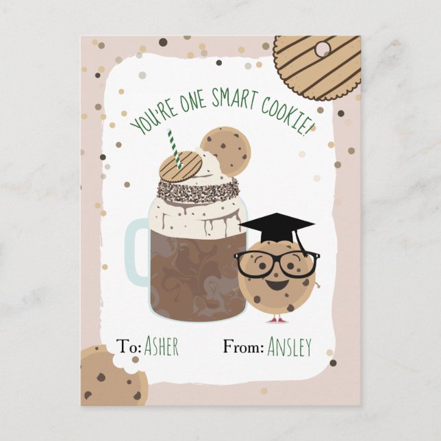 Smart Cookie Chocolate Milkshake Kids Valentine Po Postkarte (Vorderseite)