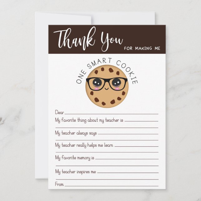 Smart Cookie Lehrer Vielen Dank Letter Card Dankeskarte (Vorderseite)