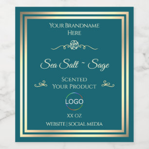 Smart Dark Aquamarin Product Label Gold Frame mit Weinetikett