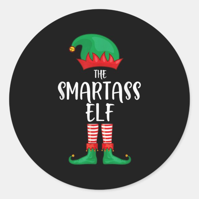 Smart Elf Christmas Party Matching Family Group Pa Runder Aufkleber (Vorderseite)