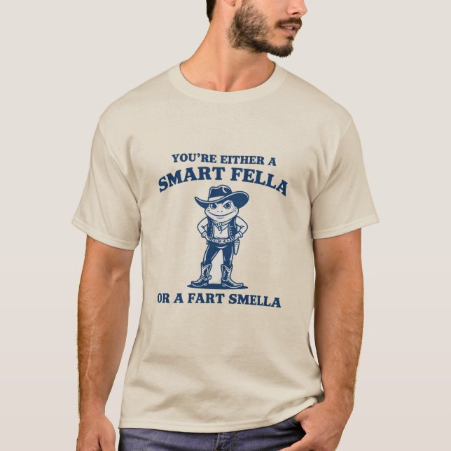 Smart Fella or Fart Smella Retro Frog Meme Funny T-Shirt (Vorderseite)