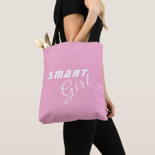 Smart Girl Text Graphic Light Pink Tote Bag