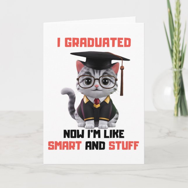 Smart Grad Herzlichen Glückwunsch, Funny Cat Absch Karte (Vorderseite)