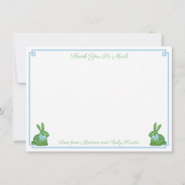 Smart Pale Blue Boxwood Bunny Boy Baby Dusche Dankeskarte