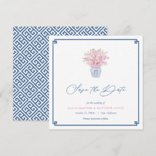Smart Pink Navy Blue Chinoiserie Vase Hochzeit Save The Date