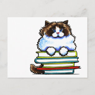 Smart Ragdoll Kitty Books Postkarte