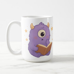 Smart Reading Monster Kids Mug — Purple Study Kaffeetasse