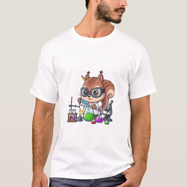 Smart Squirrel Scientist Conducting Chemistry T-Shirt (Vorderseite)