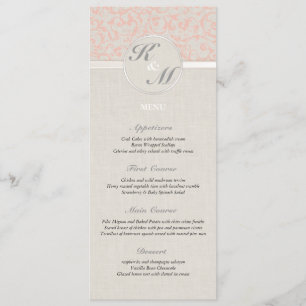 SmartElegance Coral Wedding Menu Menükarte