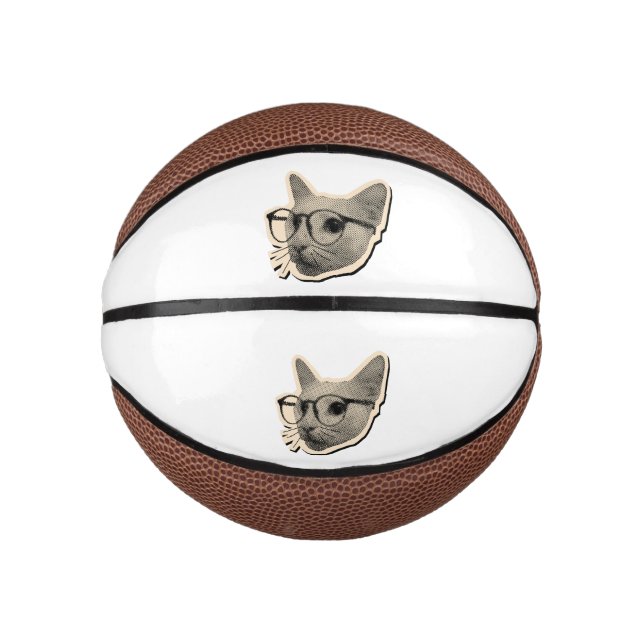 "Smartes Katzendesign mit Brille Mini Basketball (Vorderseite)