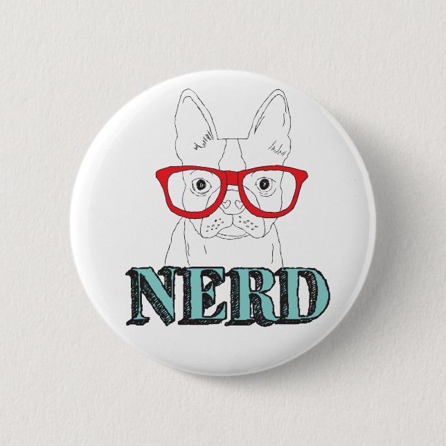 Smartest Boston Terrier Black and White Niedlich W Button (Vorderseite)