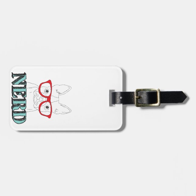 Smartest Boston Terrier Black and White Niedlich W Gepäckanhänger (Vorderseite horizontal)