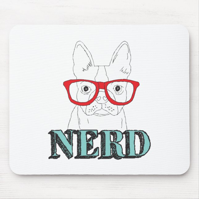 Smartest Boston Terrier Black and White Niedlich W Mousepad (Vorne)