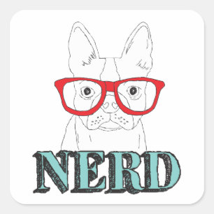 Smartest Boston Terrier Black and White Niedlich W Quadratischer Aufkleber