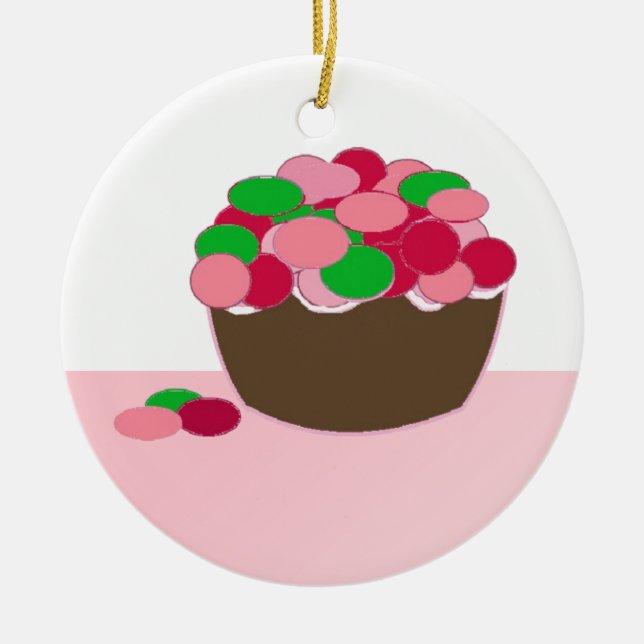 Smartie Cupcake Keramikornament (Vorne)