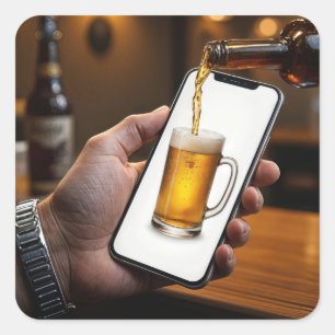 Smartphone Beer-Tasse Quadratischer Aufkleber