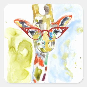Smarty-Hosen Giraffe Quadratischer Aufkleber