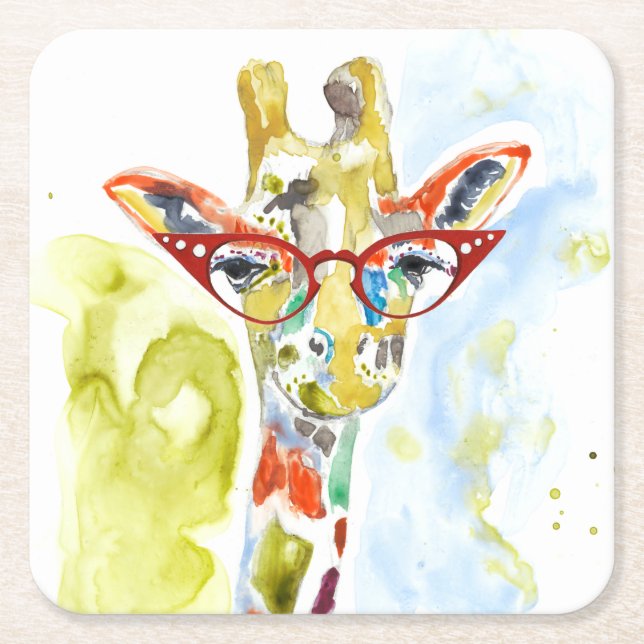 Smarty-Hosen Giraffe Rechteckiger Pappuntersetzer (Vorderseite)