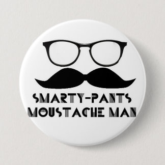 Smarty keucht Schnurrbart-Mann Buttone Button
