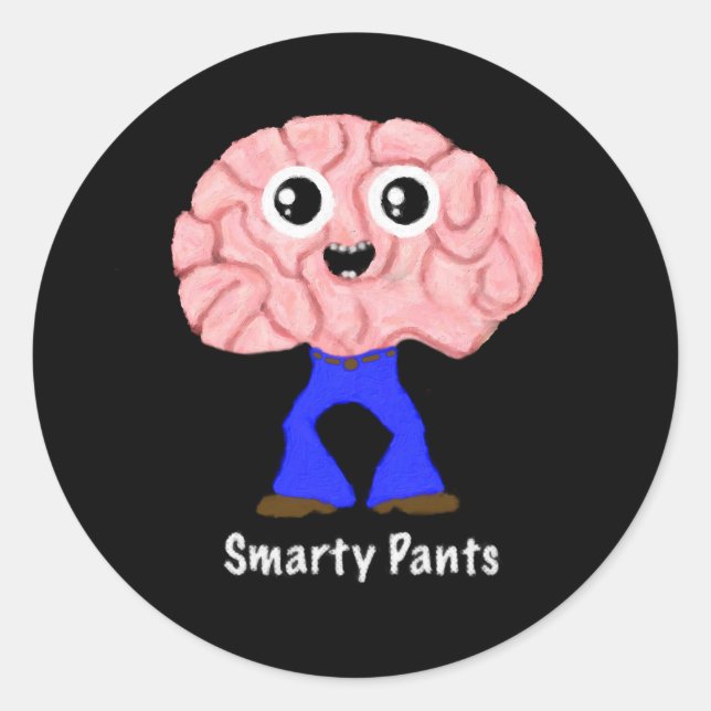 Smarty Pants Brain Runder Aufkleber (Vorderseite)