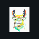 Smarty-Pants Llama Leinwanddruck<br><div class="desc">Smarty-Pants Llama von Jennifer Goldberger. Ein fantastisches Lama im Aquarellstil mit lustigen Brillen.</div>