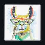 Smarty-Pants Llama Magnet<br><div class="desc">Smarty-Pants Llama von Jennifer Goldberger. Ein fantastisches Lama im Aquarellstil mit lustigen Brillen.</div>