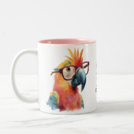 Smarty Parrot – Cool Bird with Glasses Zweifarbige Tasse