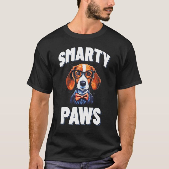 Smarty Paws Beagle Hund tragen Brille T-Shirt (Vorderseite)