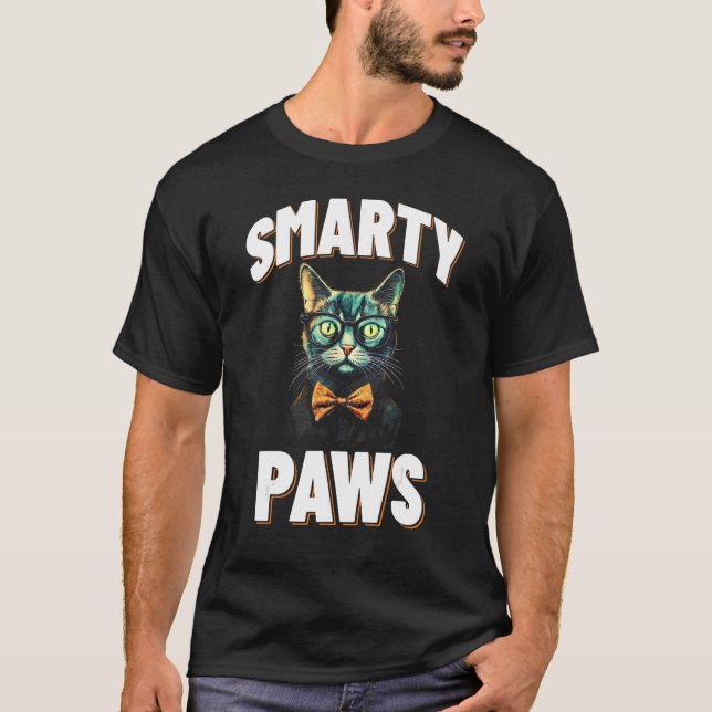 Smarty Paws Cat mit Brillen T-Shirt (Vorderseite)