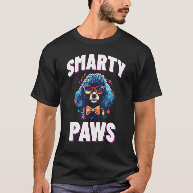Smarty Paws Poodle Hund mit Brille T-Shirt (Vorderseite)