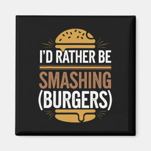 Smash Burger Lover gegrillter Cheeseburger Flat To Magnet
