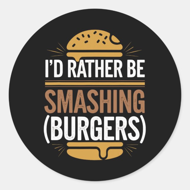 Smash Burger Lover gegrillter Cheeseburger Flat To Runder Aufkleber (Vorderseite)